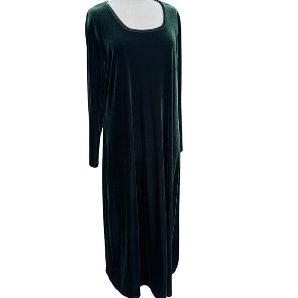 Vintage Velvet Maxi Dress Green Long Sleeve Dark Fairy Grunge Holiday Party-XXL - Picture 10 of 10